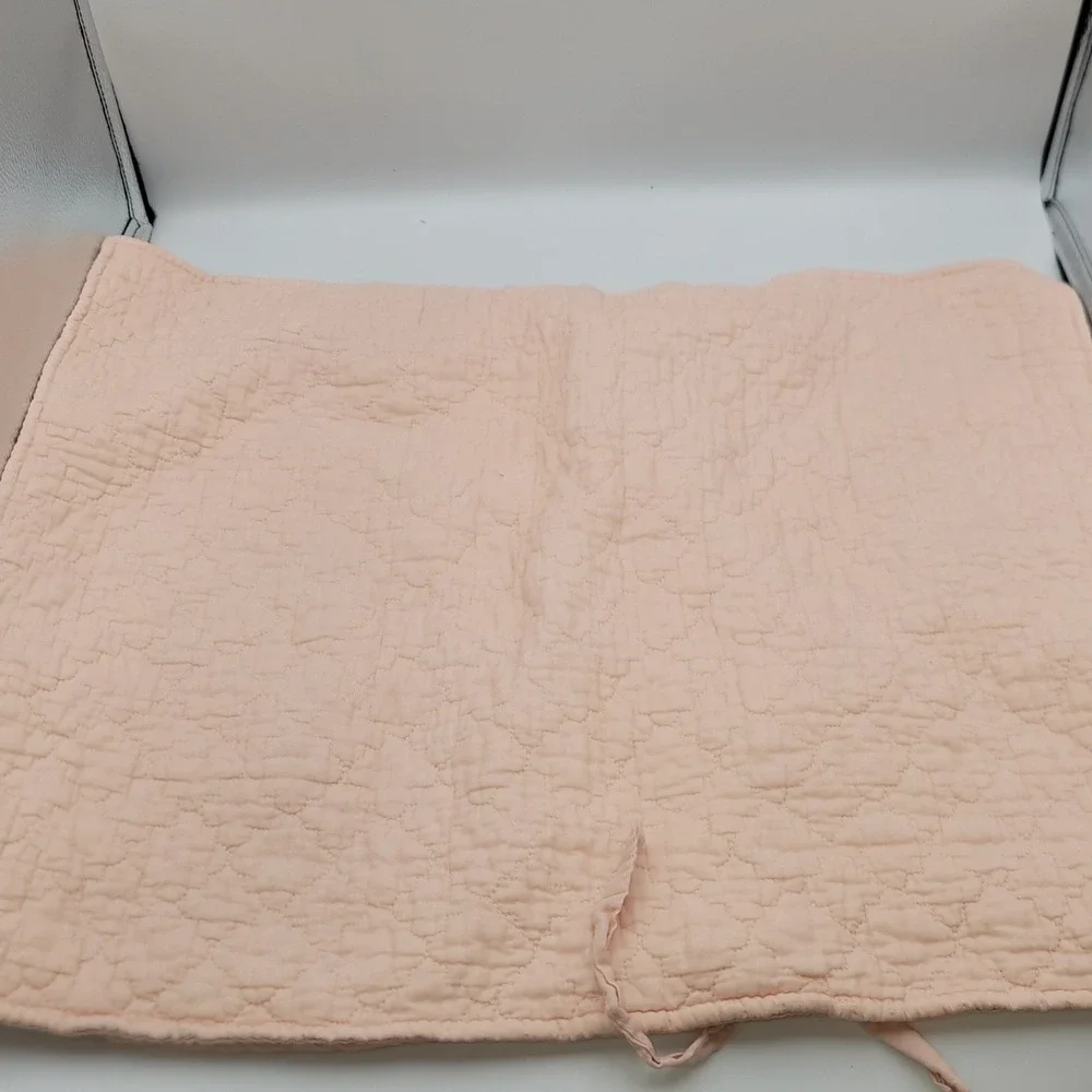 Peach Pink Star Quilted Pillow Sham Tie Back Cottagecore Bedding 24x18 Set of 2